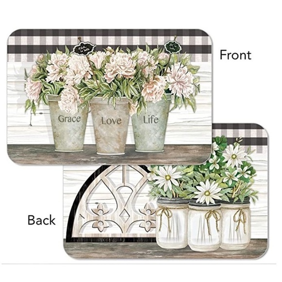 CounterArt Vintage Farmhouse Placemats Reversible Rectangular Placemat Set of 4 - Picture 1 of 12